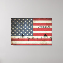 Lienzo Vida en bicicleta, estrellas y rayas