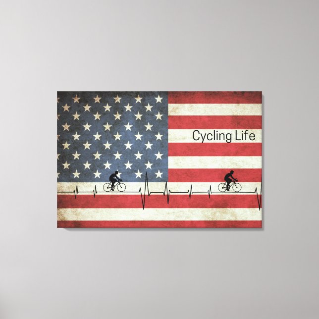 Lienzo Vida en bicicleta, estrellas y rayas (Anverso)