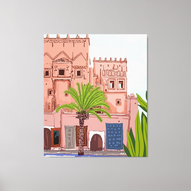 Lienzo Vida en Marruecos, arquitectura (Anverso)