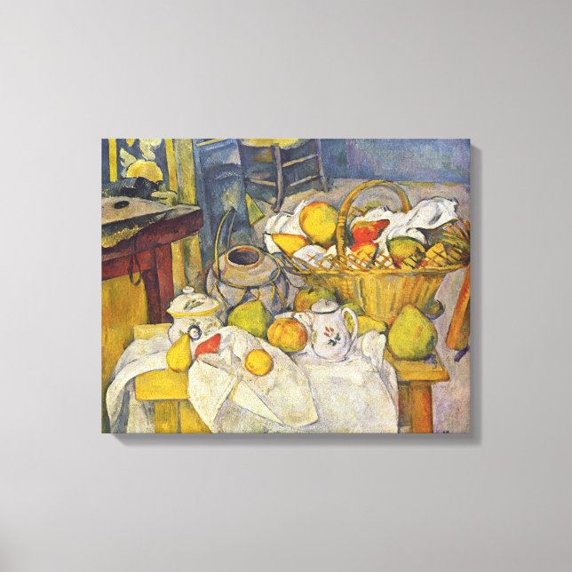 Lienzo Vida fija con cesta de frutas (Anverso)
