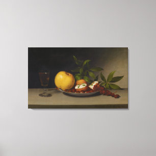 Lienzo Vida fija con fruta, pasteles y vino, 1821