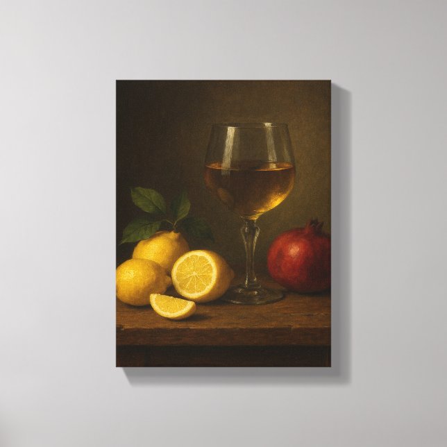 Lienzo Vida fija con lémulos, granadas de grano y vidrio  (Anverso)