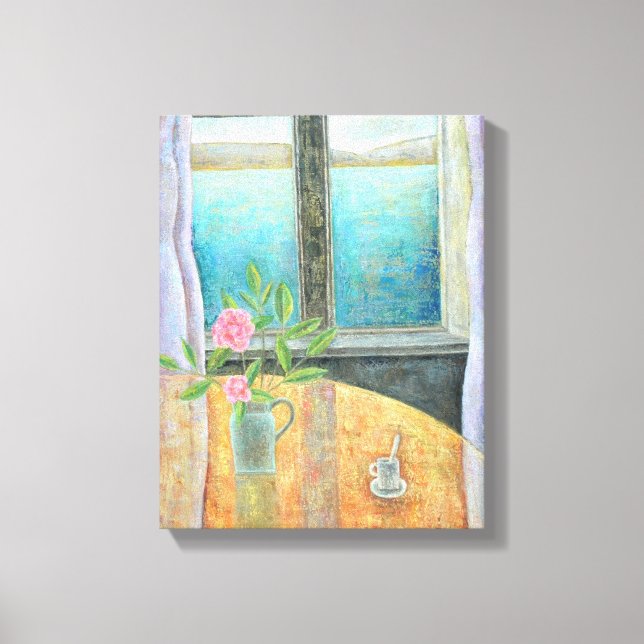 Lienzo Vida fija en la ventana con Camellia 2012 (Anverso)