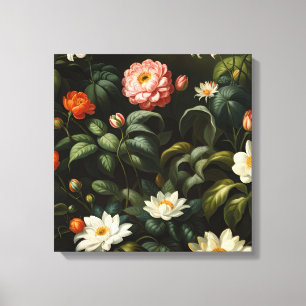 Lienzo Vida floral botánica vintage de jardín