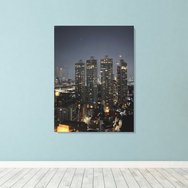 Lienzo Vida nocturna de Bangkok Fotografía Gift Idea (Insitu (piso de madera))