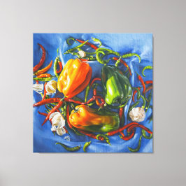 Lienzo Vida picante con pimientos y ajo