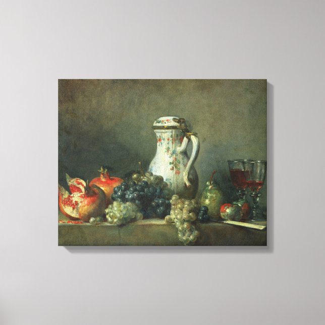 Lienzo Vida residual con uvas y granadas, 1763 (petróleo (Anverso)