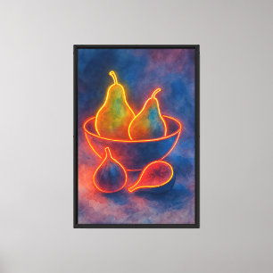 Lienzo Vida residual de frutas surrealistas - Neón y acua