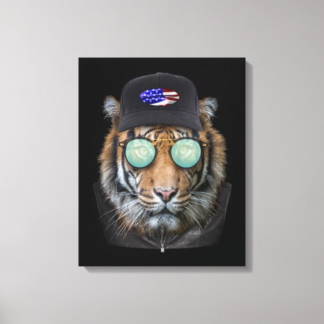 Lienzo Vida salvaje divertida vestida como Bengal Tiger (Anverso)