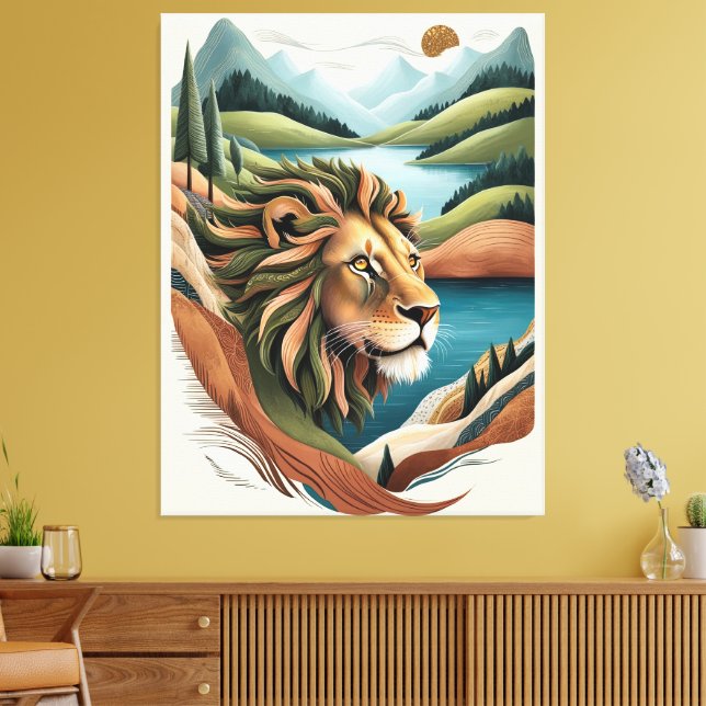 Lienzo Vida silvestre del Ilustracion híbrido de leones v (Insitu (Sala de estar))