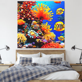 Lienzo Vida submarina colorida del océano
