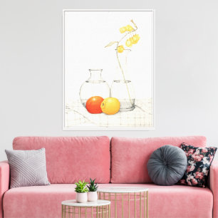 Lienzo Vida tranquila con flores y fruta