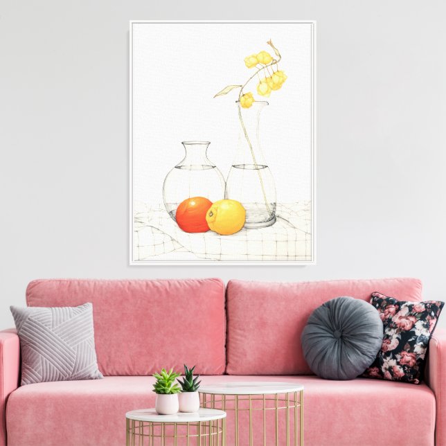 Lienzo Vida tranquila con flores y fruta (Insitu (Sala de estar))