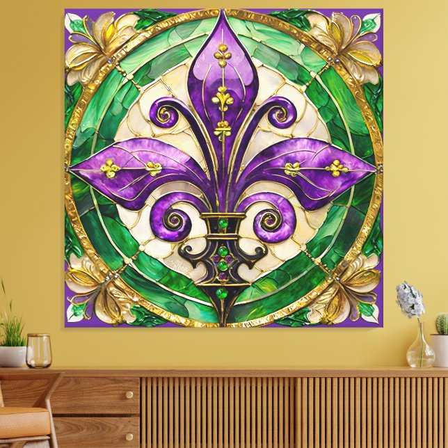 Lienzo Vidriera de Mardi Gras Fleur de lis (Insitu (Sala de estar))