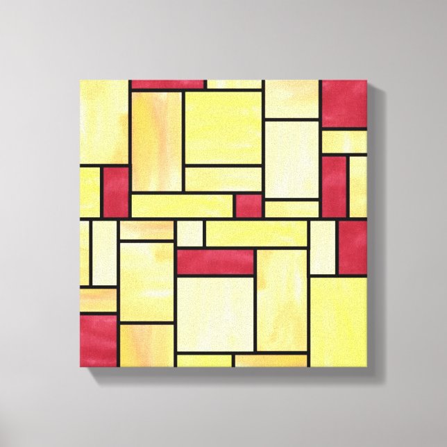 Lienzo Vidrio amarillo y rojo con manchas (12x12) (Anverso)