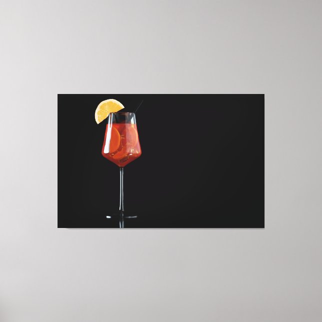 Lienzo Vidrio de cóctel Spritz aislado en negro (Anverso)