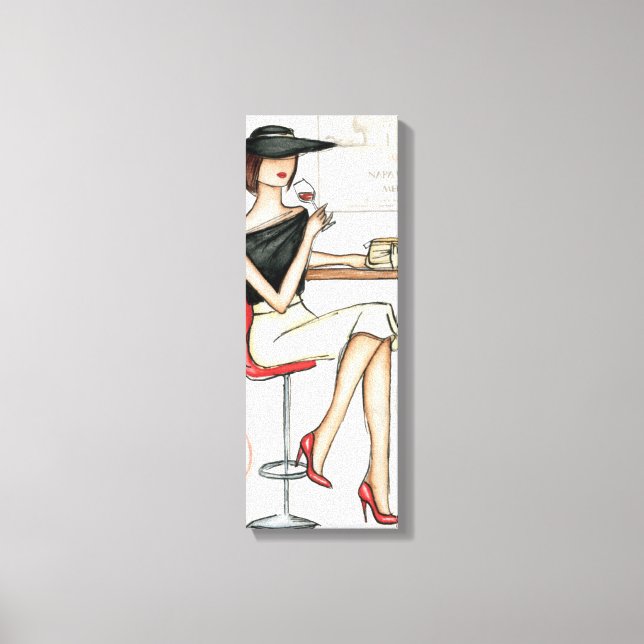 Lienzo Vidrio de mujer y vino (Anverso)