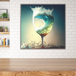 Lienzo Vidrio surrealista con olas oceánicas