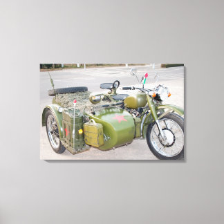 Lienzo Vieja motocicleta del ejército 750B-2 con sidecar