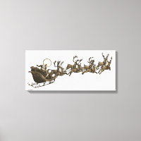 Vieja Sepia Santa Sleigh Reindeers