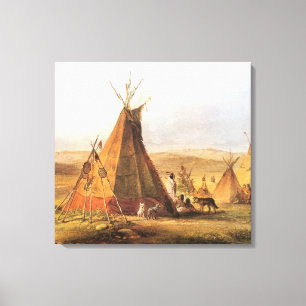 Lienzo Viejo Oeste Americano, Tipis en la Llanura por Bod