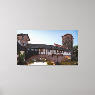 Lienzo Viejo puente medieval en Nuremberg, Alemania