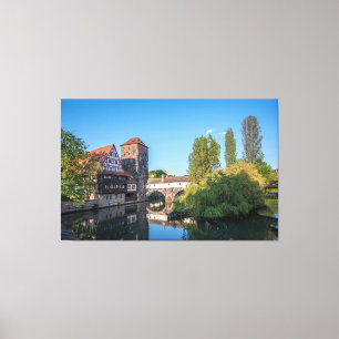 Lienzo Viejo puente medieval en Nuremberg, Alemania