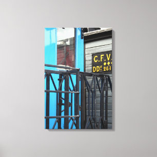 Lienzo Viejo tren de vapor Le Mastrou Blue Wagon Canvas