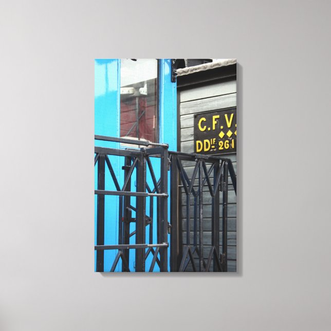 Lienzo Viejo tren de vapor Le Mastrou Blue Wagon Canvas (Anverso)