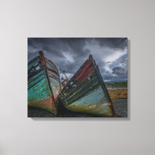 Lienzo Viejos barcos pesqueros (Anverso)