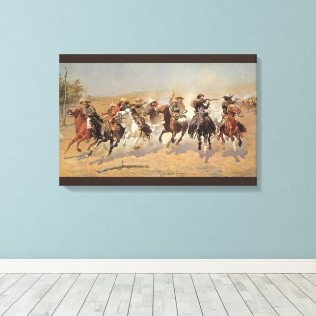 Lienzo Viejos Vaqueros, A Dash For Timber de Remington (Insitu (piso de madera))