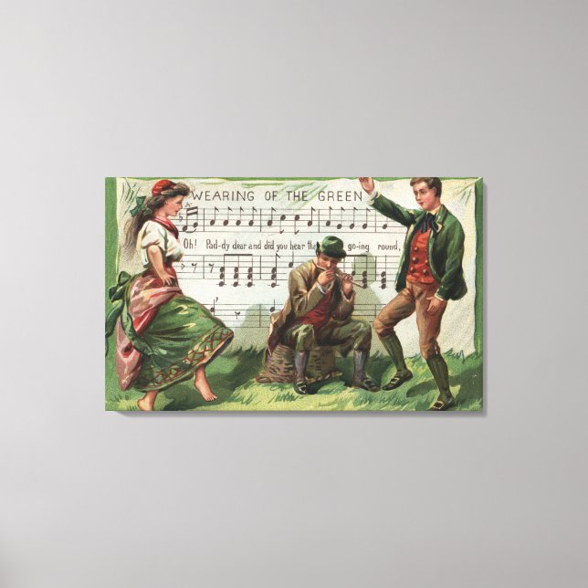 Lienzo Viendo la Sheetmusic verde (Anverso)