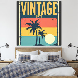 Lienzo Viento retro de palmeras tropicales vintage 1971