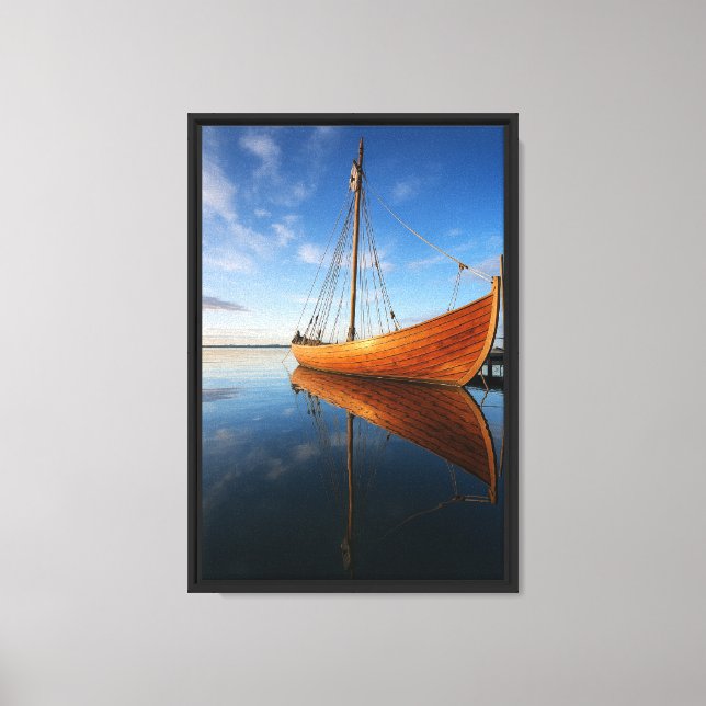 Lienzo Viking Longship Reflection Escandinavia Nautical (Anverso)