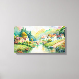 Lienzo Villa encantadora junto al río