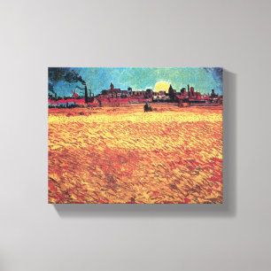 Lienzo Vincent Van Gogh - Atardecer en campos de trigo Ar