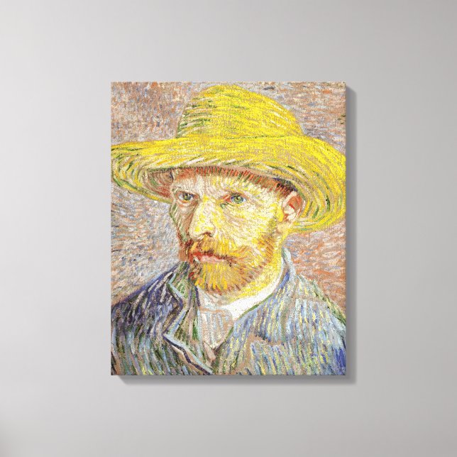 Lienzo Vincent van Gogh - Autorretrato con sombrero de pa (Anverso)