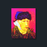 Lienzo Vincent Van Gogh - Autorretrato Vendaje Pop Art<br><div class="desc">Óleo sobre lienzo de 1889, este autorretrato que muestra la oreja vendada y los ojos profundamente tristes de Van Gogh, fue pintado un mes después de su colapso en diciembre de 1888 cuando se cortó el lóbulo de la oreja con una navaja de afeitar tras una discusión con su compañero...</div>