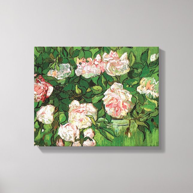 Lienzo Vincent Van Gogh - Bella Artes de rosas rosadas de (Anverso)