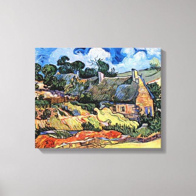 Lienzo Vincent Van Gogh - Cabañas con Techo de Paja en Co (Anverso)