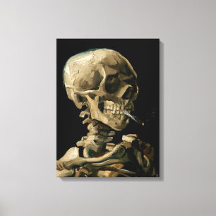 Lienzo Vincent van Gogh - Calavera con cigarrillo en llam