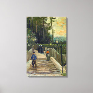 Lienzo Vincent van Gogh - Camino inclinado en Montmartre