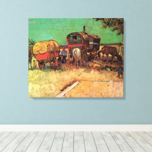 Lienzo Vincent van Gogh - Campamento de Gitanos Caravanas