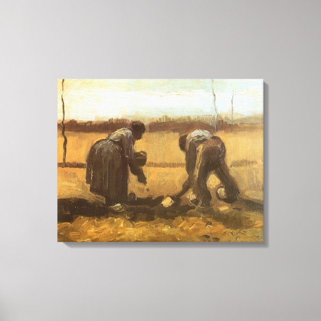 Lienzo Vincent van Gogh - Campesinos plantando patatas (Anverso)