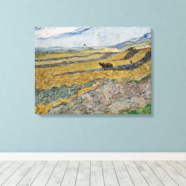 Lienzo Vincent Van Gogh, campo cerrado con flores (Insitu (piso de madera))