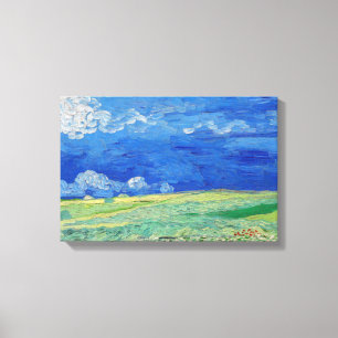 Lienzo Vincent van Gogh - Campos de trigo bajo nubes de t