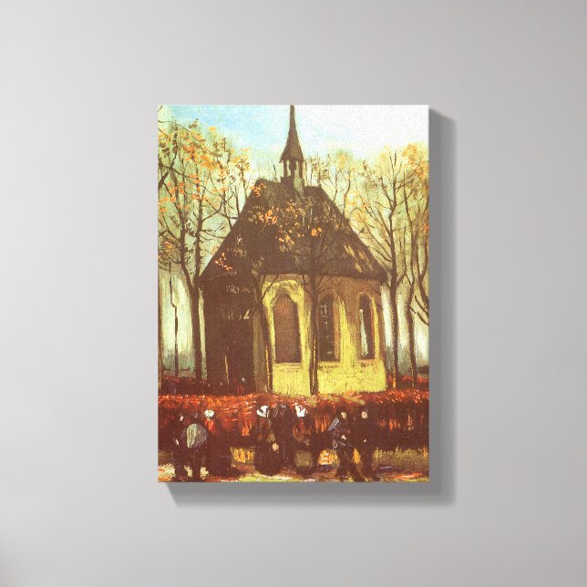 Lienzo Vincent van Gogh - Capilla de Nuenen, asistentes a (Anverso)