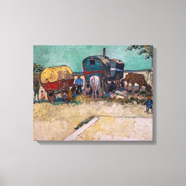 Lienzo Vincent Van Gogh - Caravanas, campamento gitano ce (Anverso)