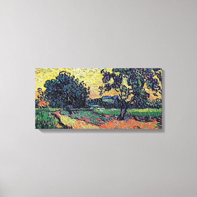 Lienzo Vincent Van Gogh - Chateau De Auvers En Sunset (Anverso)