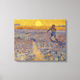Lienzo Vincent van Gogh - El sembrador con el sol ponient